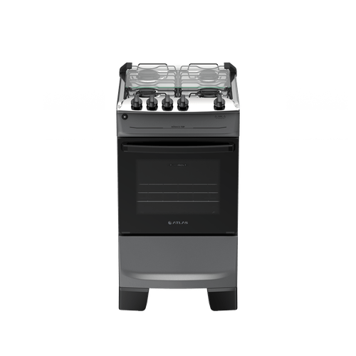 Fogão 4 Bocas Titanium com Mesa Inox Atlas Mônaco Top Bivolt