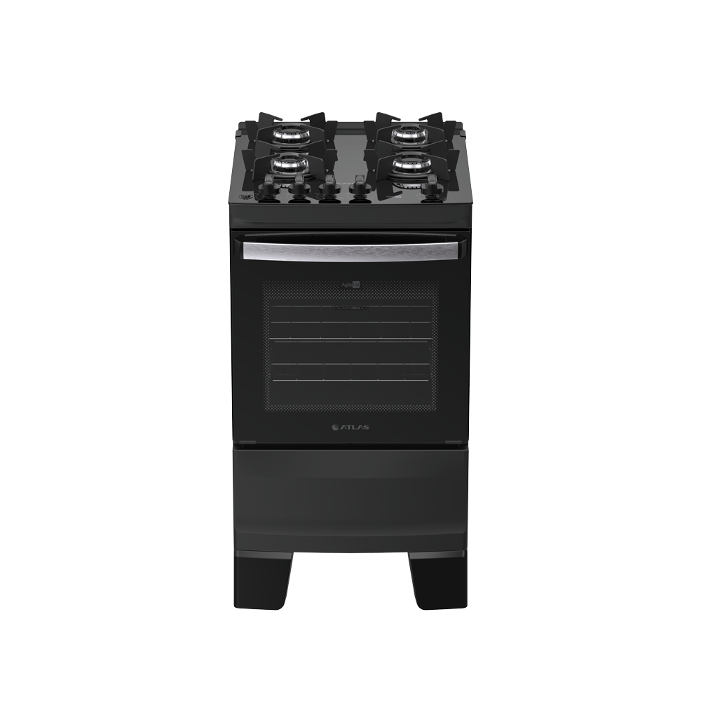 Fogão 4 Bocas Preto com Mesa de Vidro Atlas Agile Up Bivolt