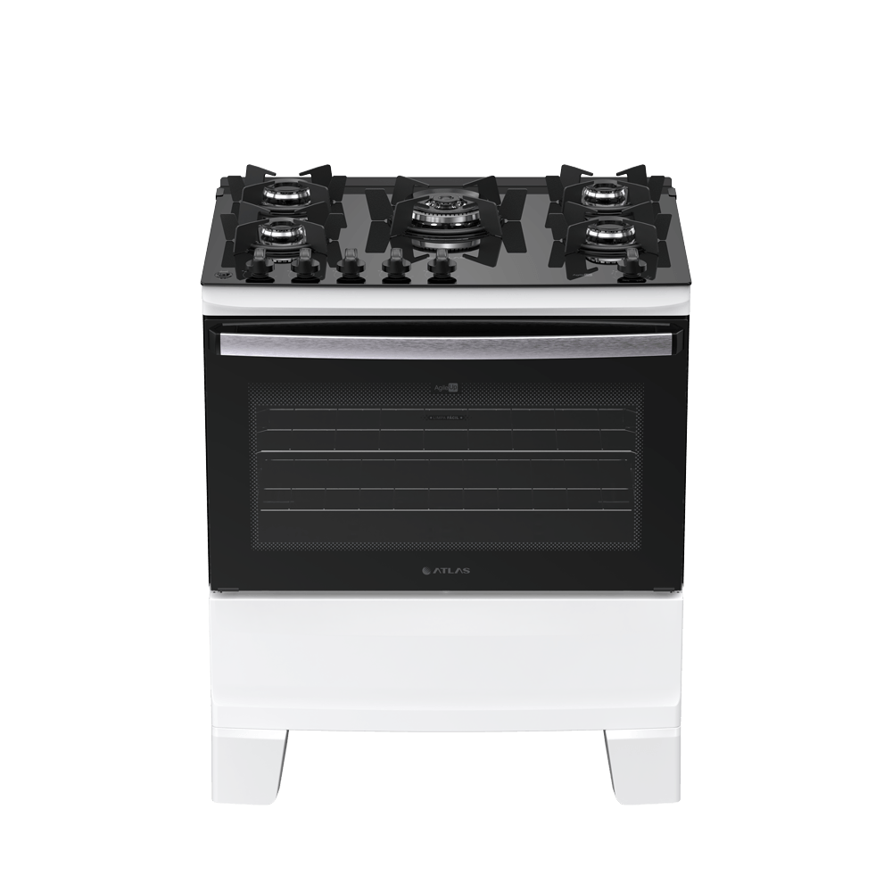 Fogão 5 Bocas Branco com Mesa de Vidro Atlas Agile Up Bivolt