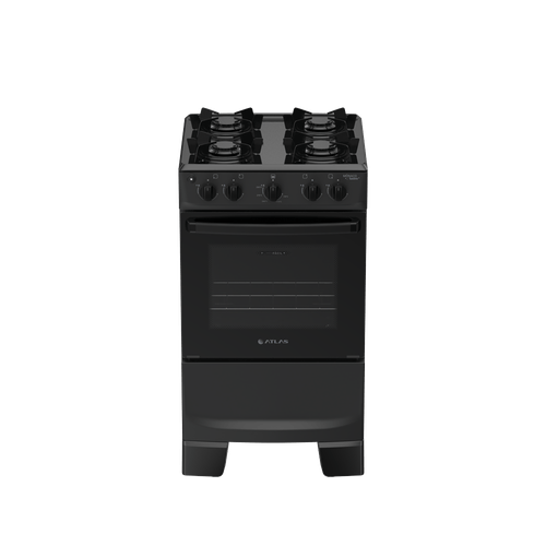 Fogão 4 Bocas Preto com Mesa Esmaltada Atlas Mônaco Lustro Bivolt