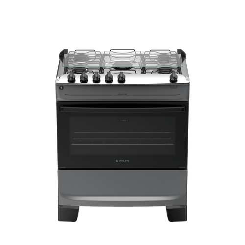 Fogão 5 Bocas Titanium com Mesa Inox Atlas Mônaco Top Bivolt